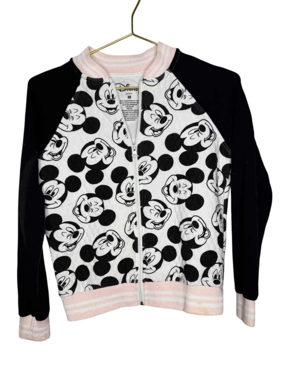 Disney Mickey Mouse Lightweight Girls Medium Full Zip Jacket black and pink